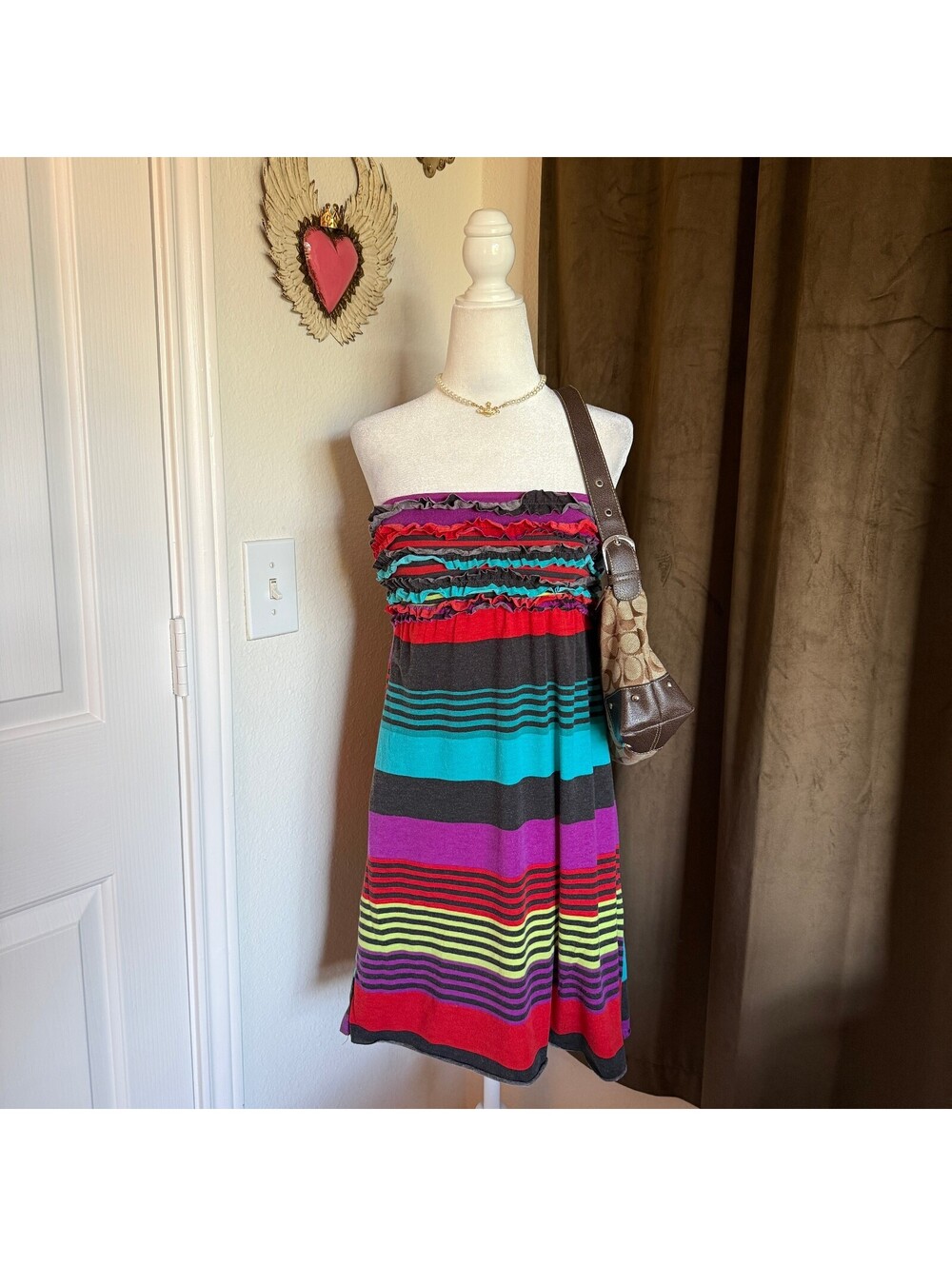 Xhilaration Women's Strapless Multicolor Striped Tube Dress Size Small Petite